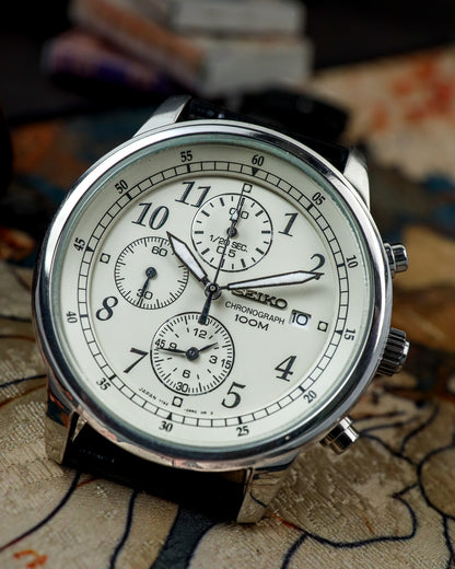 Seiko - Chronograph 100M Ivory Arabic Dial - 7T92-0LT0