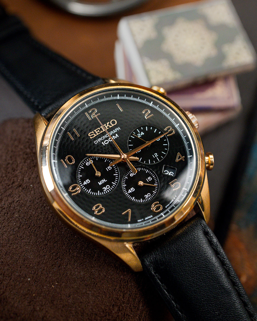 Seiko - Rose Gold Wave Pattern Chronograph - 6T63-00C0