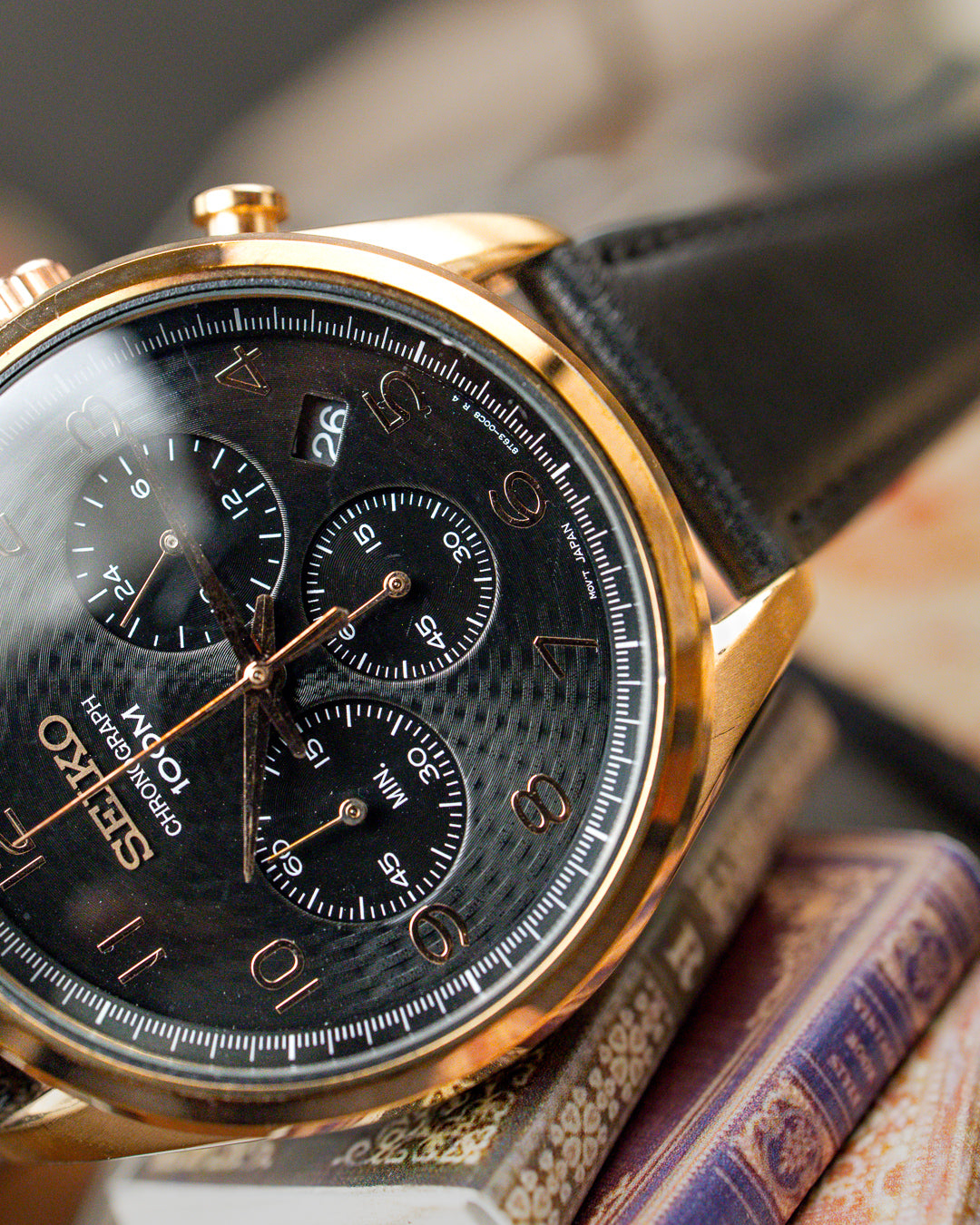 Seiko - Rose Gold Wave Pattern Chronograph - 6T63-00C0