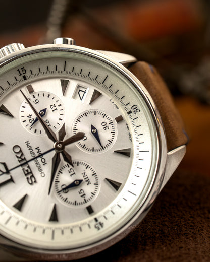 Seiko - Chronograph 100M Silver Panda Dial - 6T63-00F0