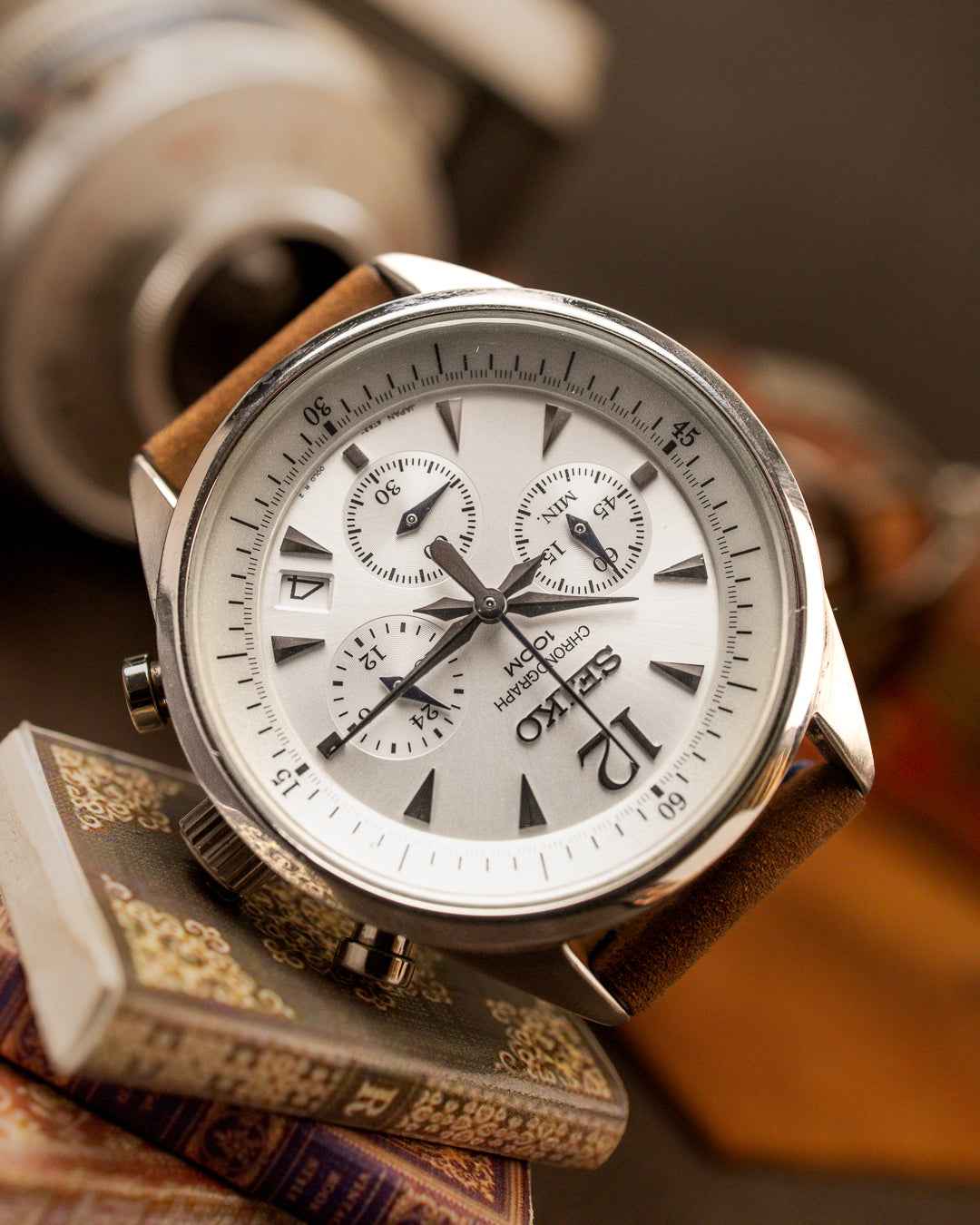 Seiko - Chronograph 100M Silver Panda Dial - 6T63-00F0
