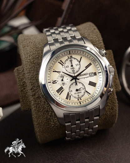 Seiko - Alarm Chronograph Wave Guilloché Roman Dial - 7T62-0CA0
