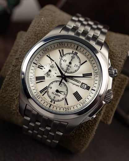 Seiko - Alarm Chronograph Wave Guilloché Roman Dial - 7T62-0CA0