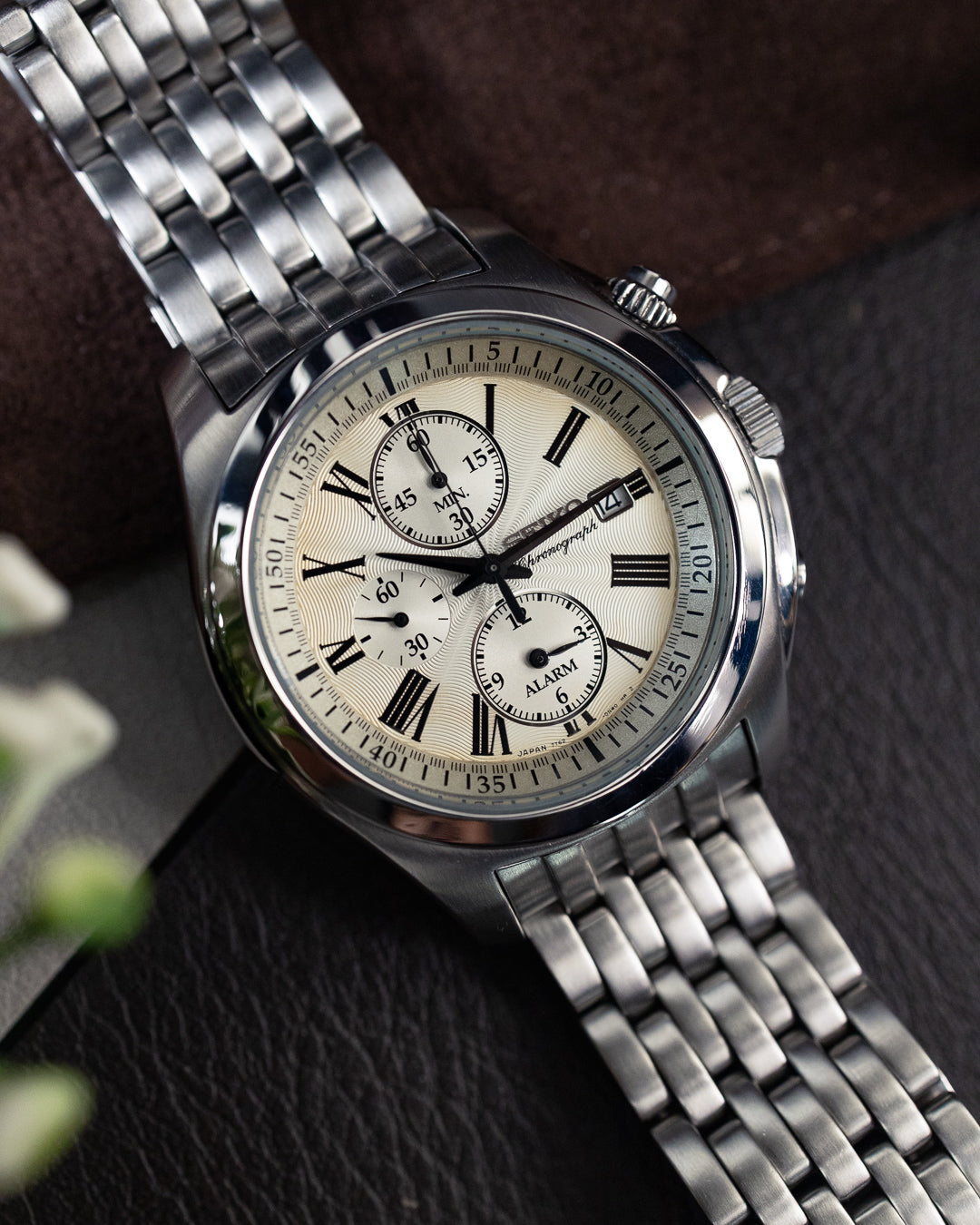 Seiko - Alarm Chronograph Wave Guilloché Roman Dial - 7T62-0CA0
