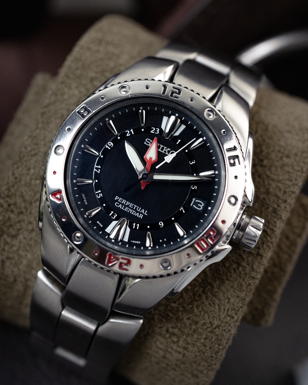Seiko - Landrek / Perpetual Calendar GMT Steel Bezel - 8F56-0050