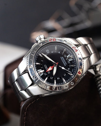 Seiko - Landrek / Perpetual Calendar GMT Steel Bezel - 8F56-0050