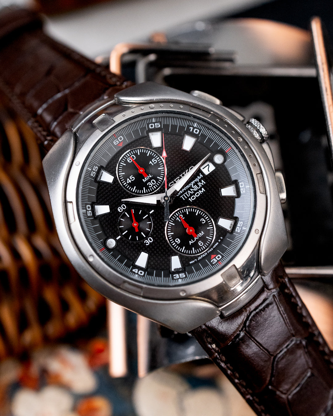 Seiko - Titanium Alarm Chronograph Grid Dial - 7T62-0FB0