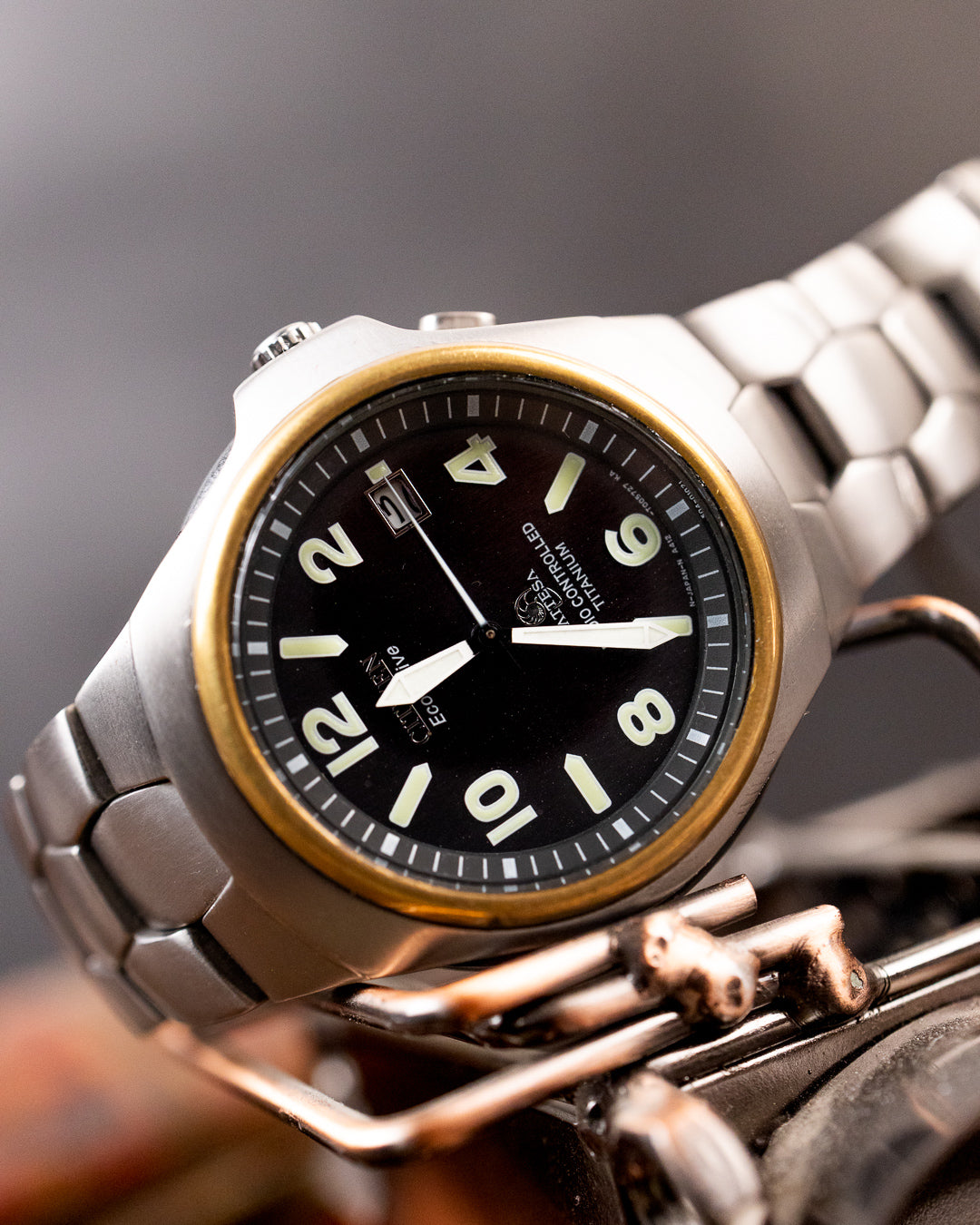 Citizen - Attesa Eco-Drive Radio-Controlled Two-Tone Titanium - A412-T003265