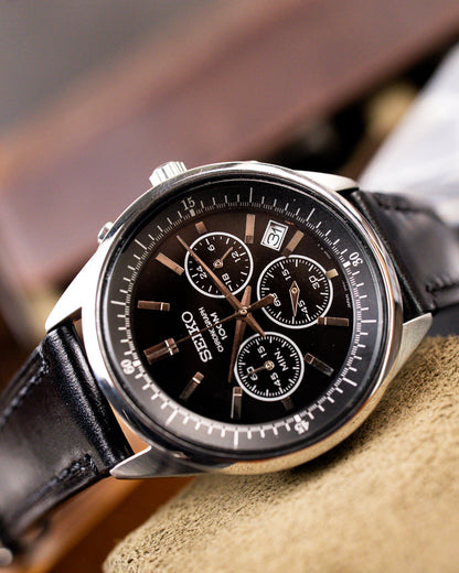 Seiko - Black Dial 1/5-Second Chronograph - 6T63-00F0