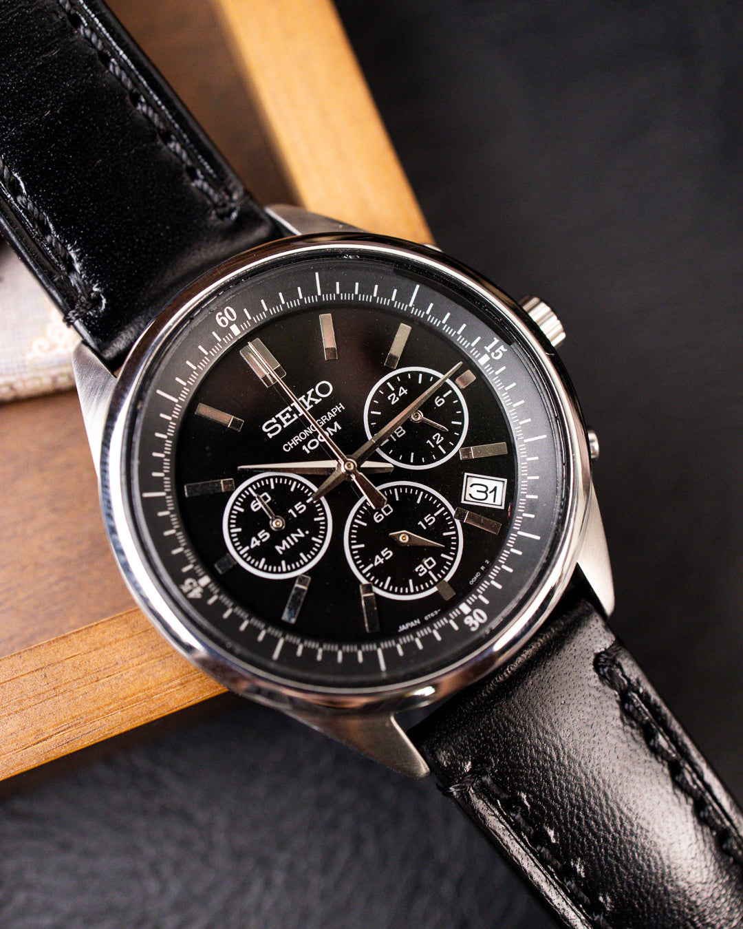 Seiko - Black Dial 1/5-Second Chronograph - 6T63-00F0