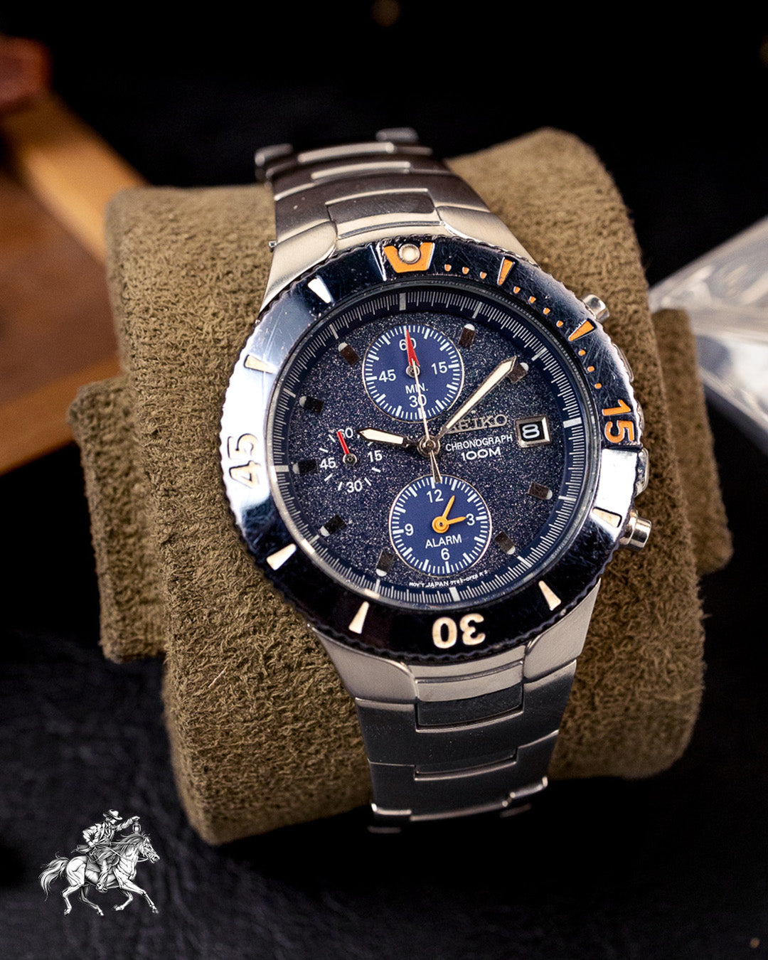 Seiko - Blue-Register Alarm Chronograph with 60-Minute Bezel - 7T62-0GX0