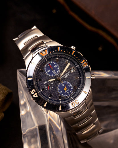 Seiko - Blue-Register Alarm Chronograph with 60-Minute Bezel - 7T62-0GX0