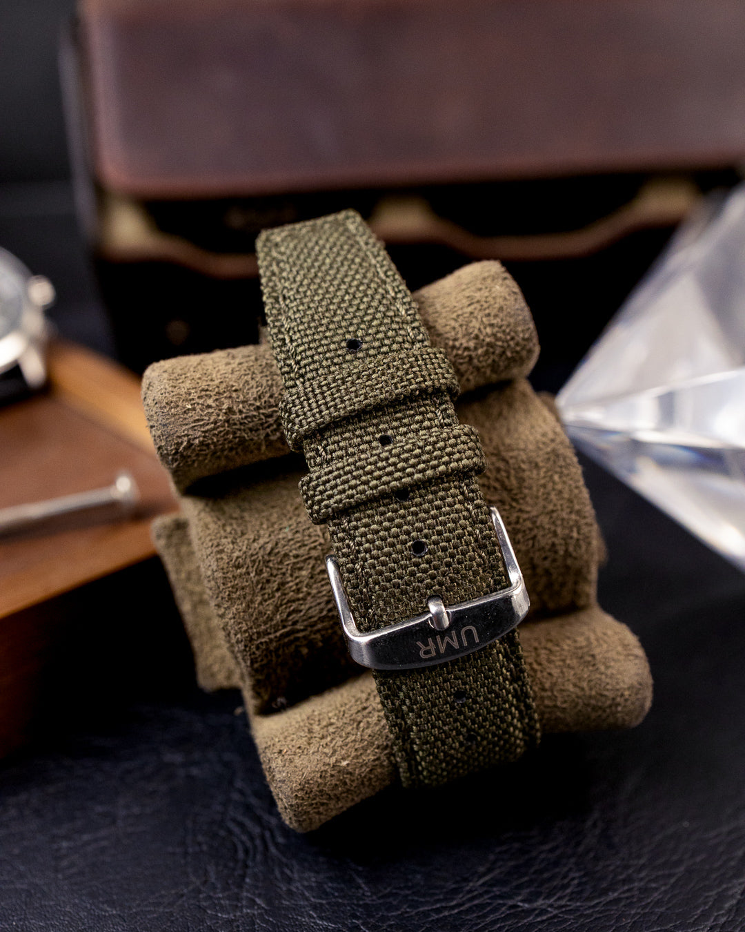 Seiko - Yellow-Accent Chronograph 100M on Olive Canvas