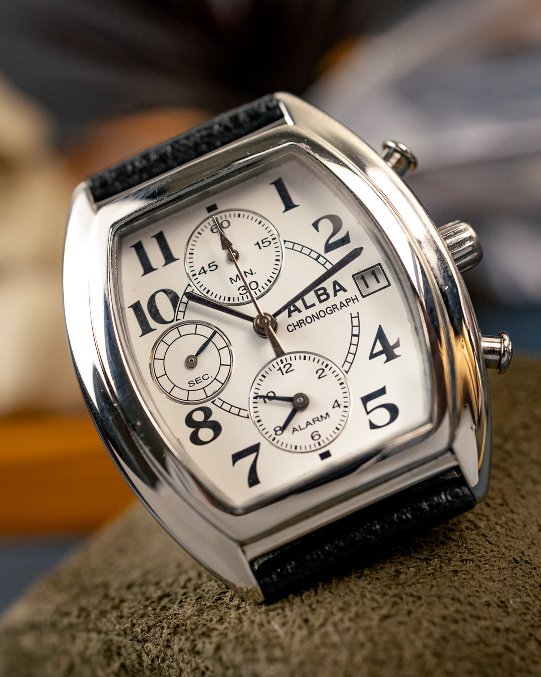 Alba (Seiko) - Tonneau Alarm Chronograph Art Deco Arabic - 7T62-X023