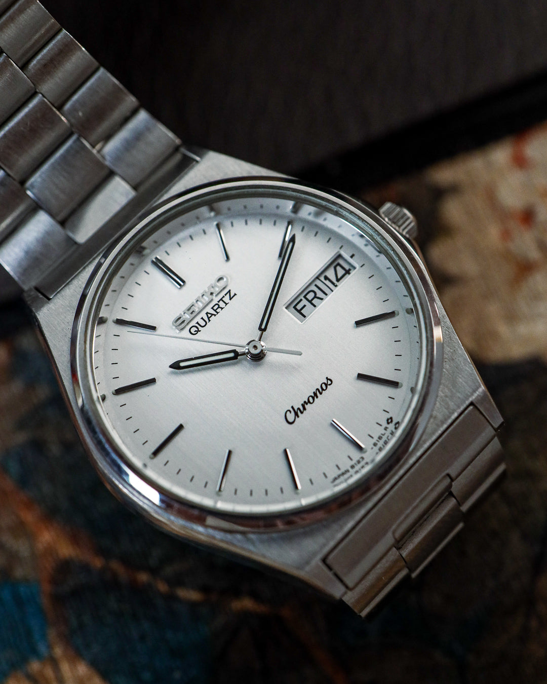 Seiko - Chronos Brushed Silver Dial Tsunami Caseback - 8123-6730