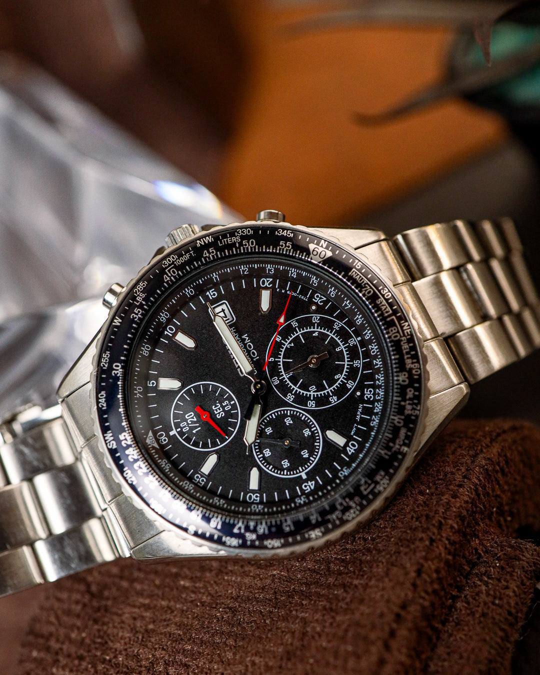 Seiko - Flightmaster Pilot Slide Rule Chronograph Stealth Black - 7T92-0CF0