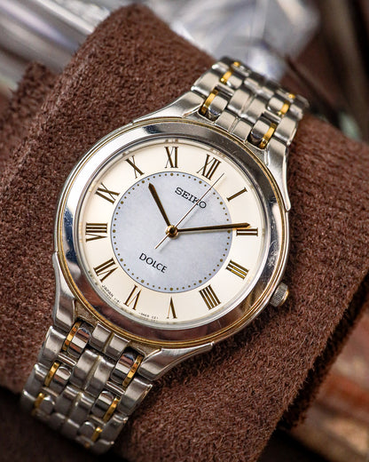 Seiko Dolce - Two-Tone Roman Sector Frosted Silver Dial - V181-0AC0