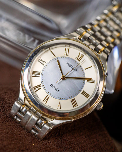 Seiko Dolce - Two-Tone Roman Sector Frosted Silver Dial - V181-0AC0