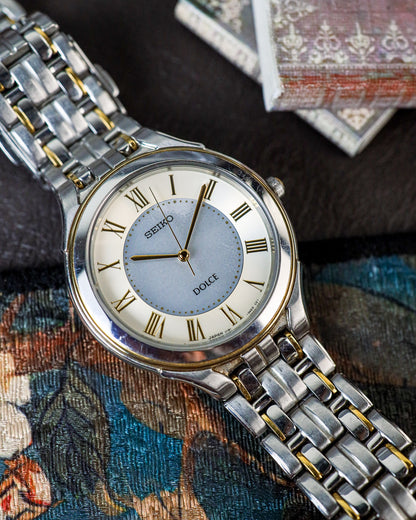 Seiko Dolce - Two-Tone Roman Sector Frosted Silver Dial - V181-0AC0