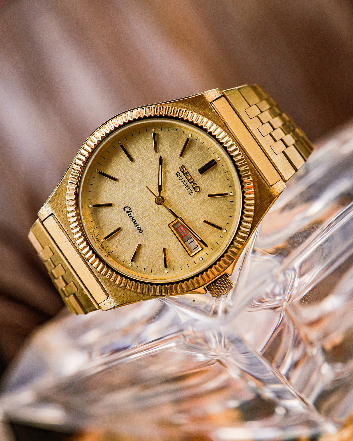 Seiko - Chronos Gold Fluted Bezel - 7433-7010