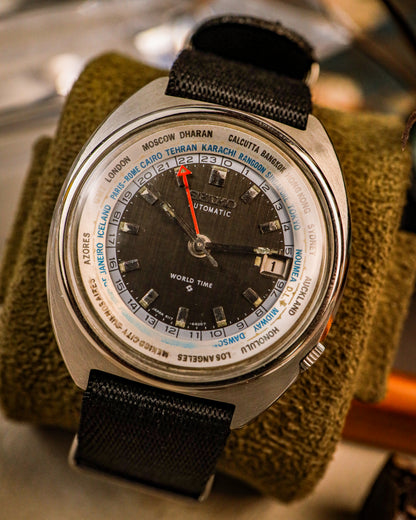 Seiko - World Time Automatic Linen Dial - 6117-6400