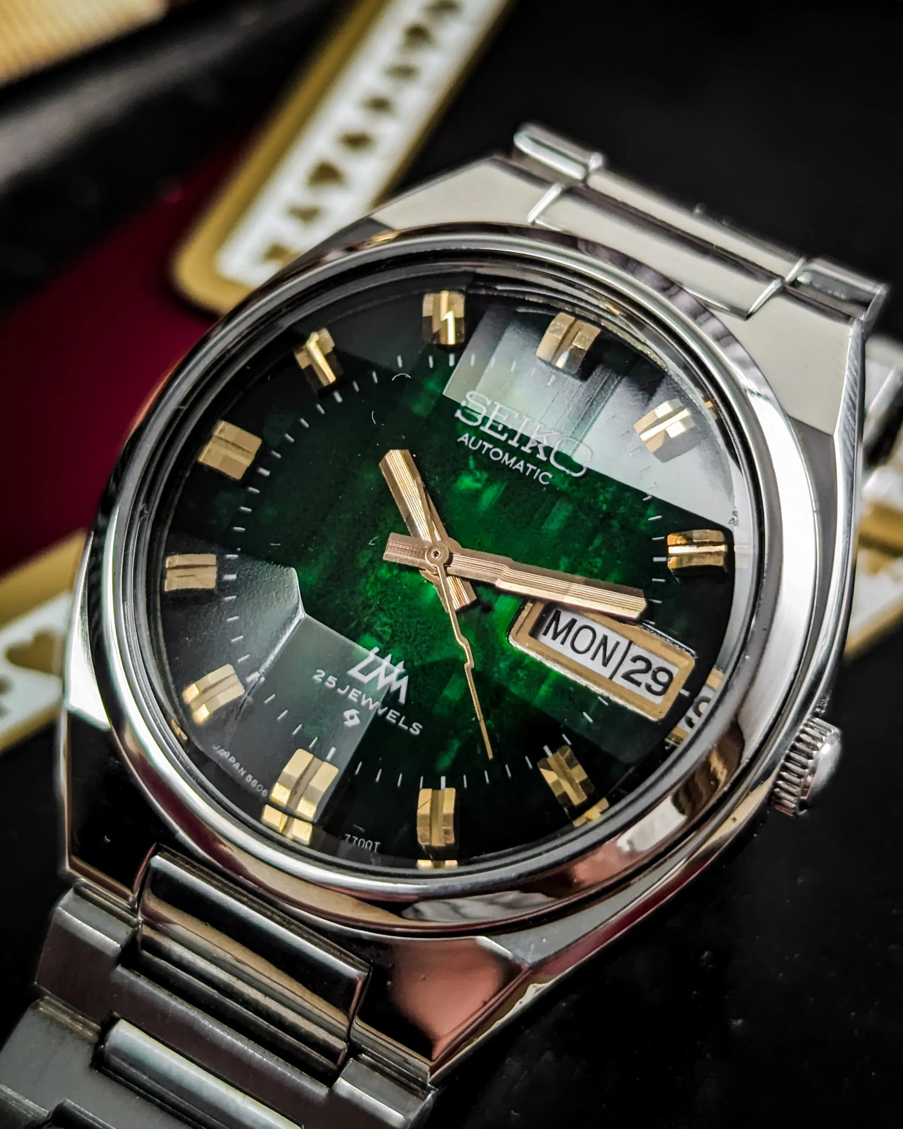 【動作未確認】セイコー LM 自動巻 グリーン 5606-7340 Seiko Lord Matic LM - 5606-7340 – Veteran Times Int