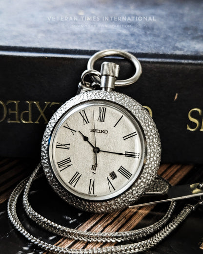 Seiko Elnix Silver Hammered Pocket Watch - Veteran Times Int