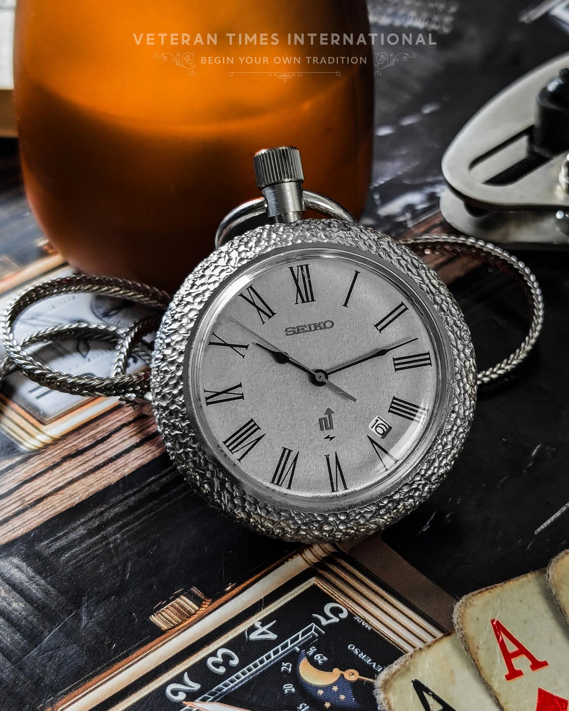 Seiko Elnix Silver Hammered Pocket Watch - Veteran Times Int