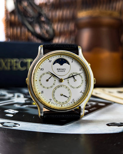 Sun Seiko Moon Phase Watches Vintage Seiko Quartz Moon Phase