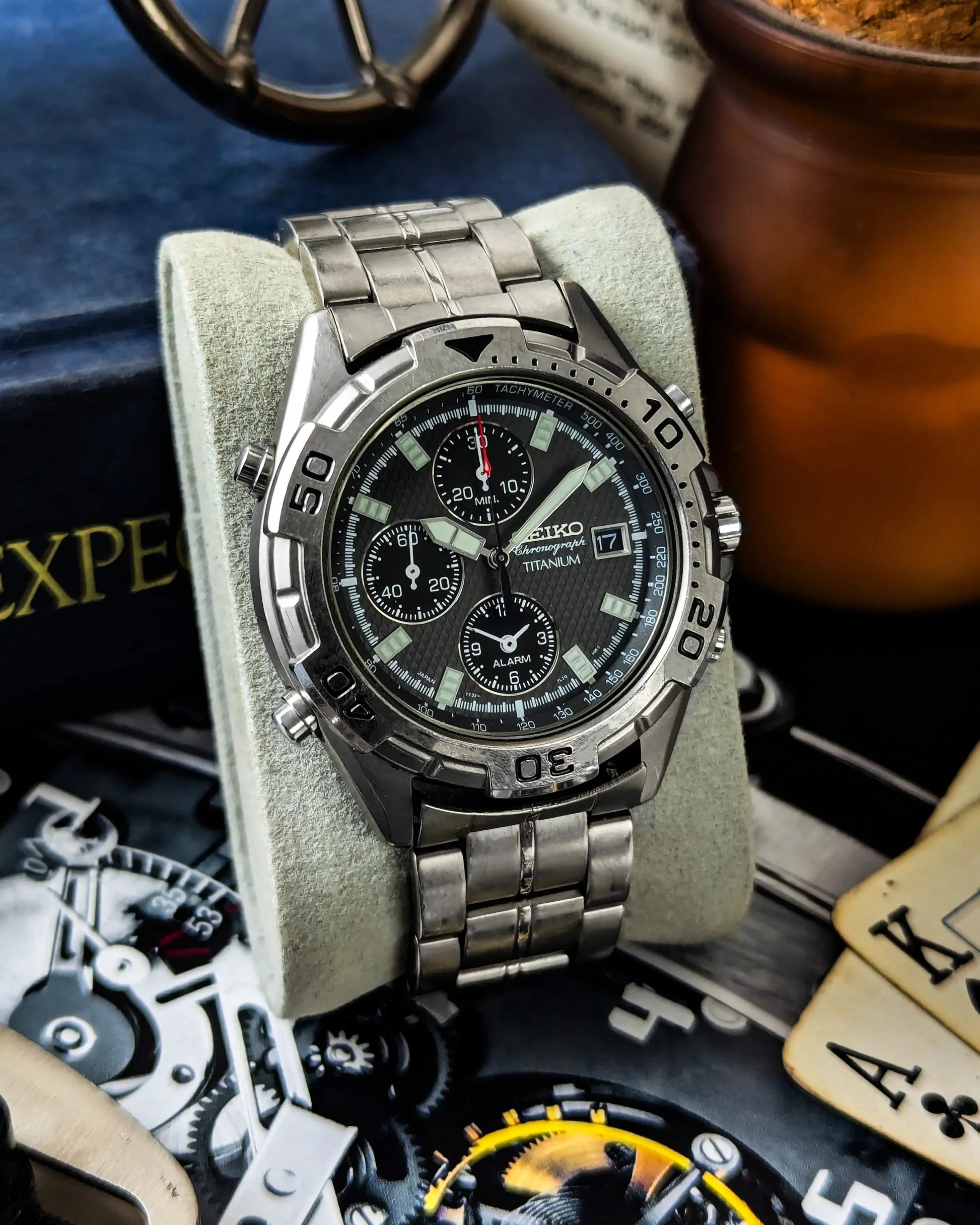 Seiko Titanium dibble Chronograph Quartz Alarm